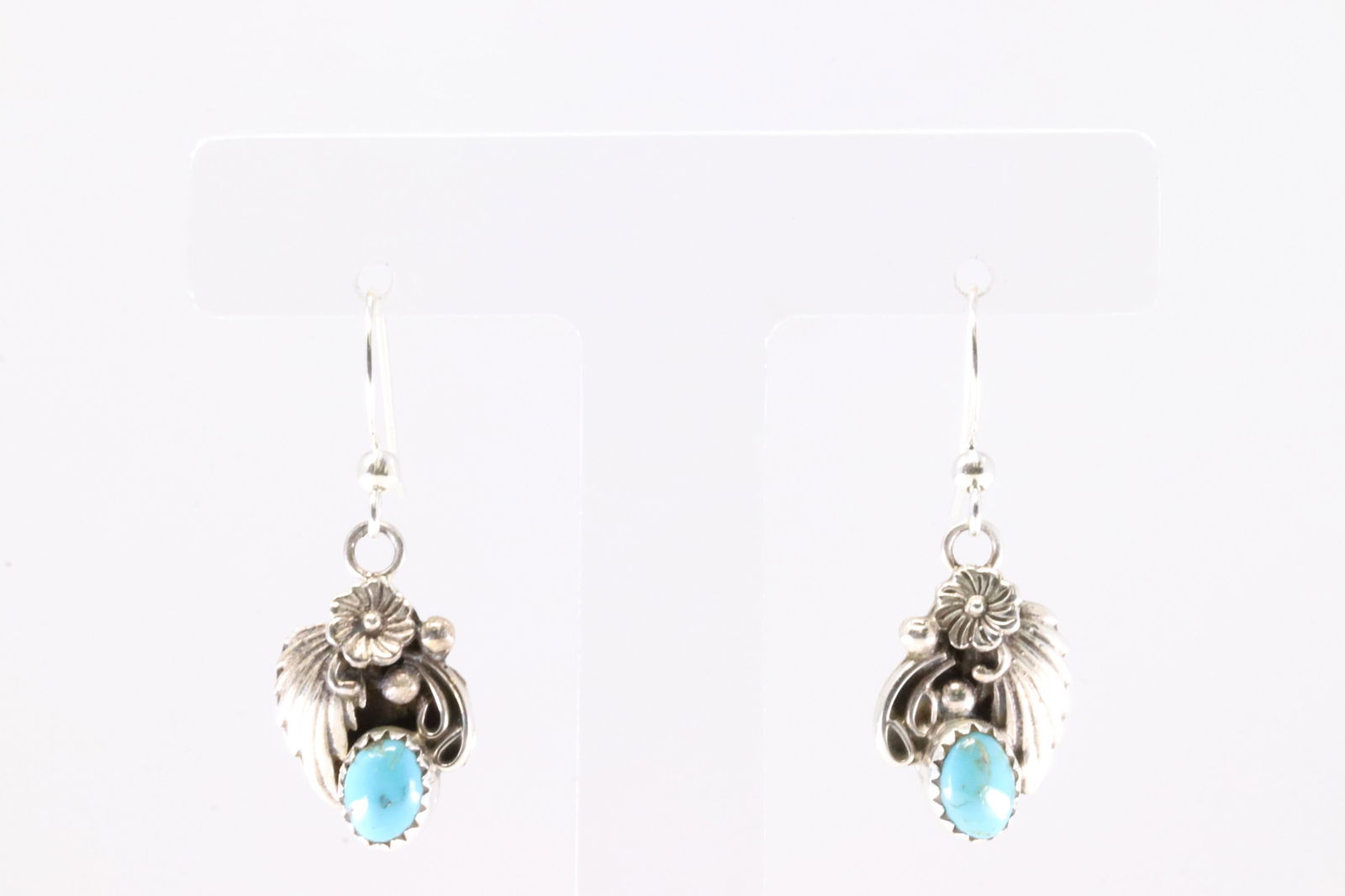 America Sterling Silver Turquoise Dangling Earring's. (1 of 3)
