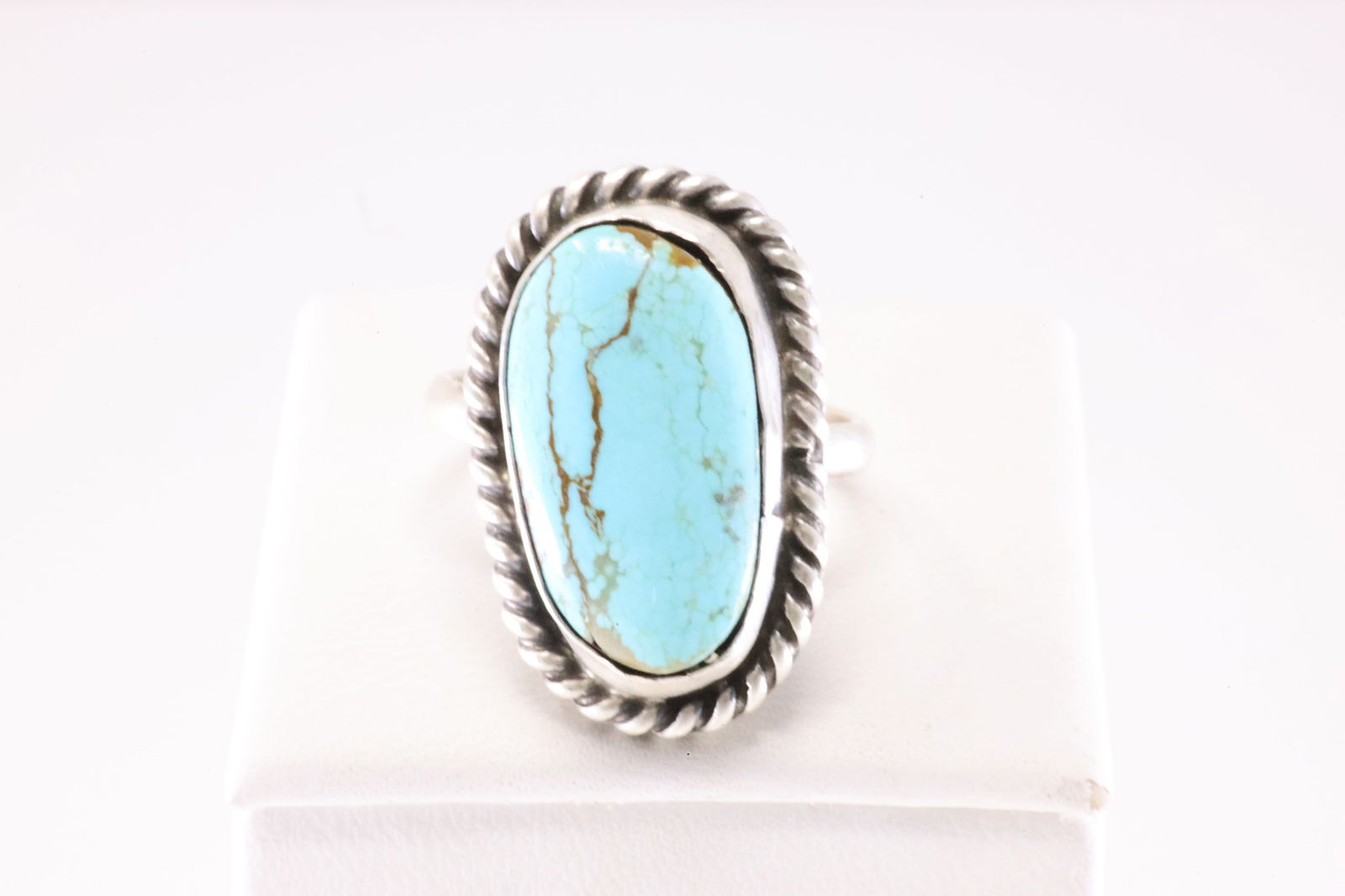 Native American Navajo Sterling Silver Turquoise Ring By Dixon. (1 of 4)