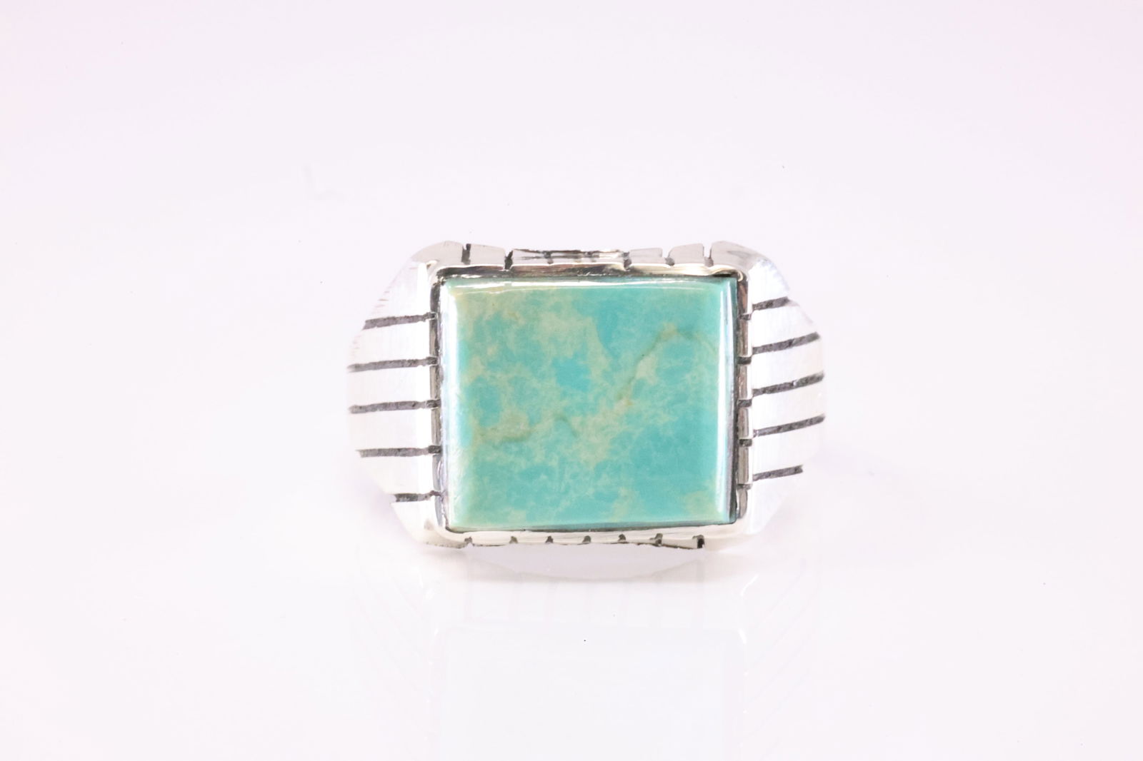 Native America Navajo Sterling Silver Men Turquoise Ring By R. (1 of 3)