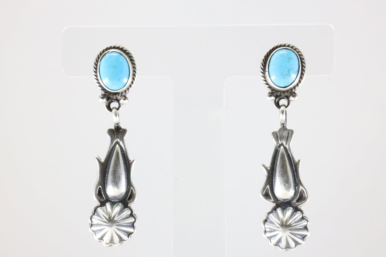 Native American Navajo Sterling Silver Turquoise Post / Dangling Earring's By Verley Betone. (1 of 4)