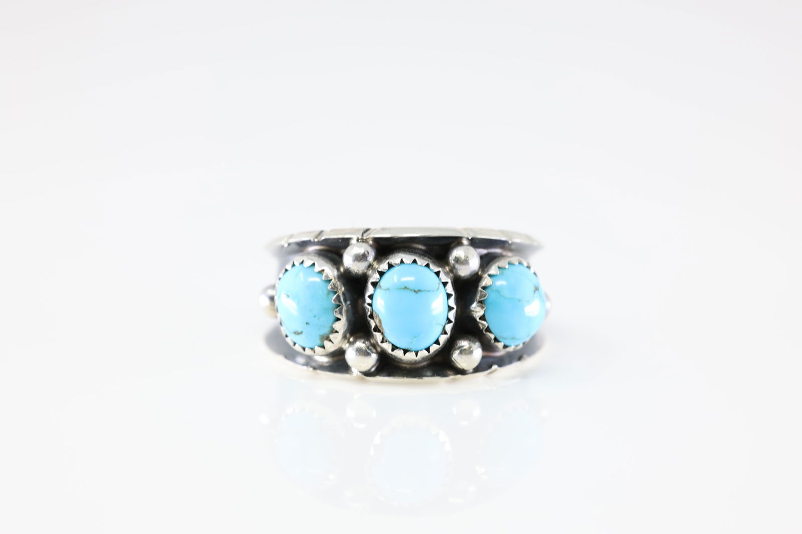 Native America Navajo Sterling Silver Turquoise Ring By R.C. (1 of 4)