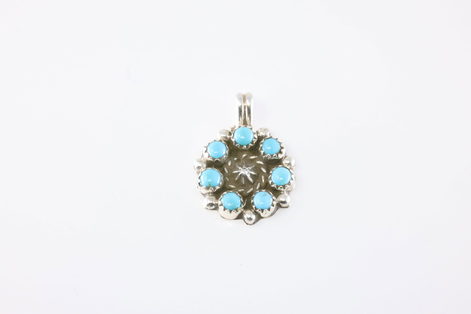 Native America Navajo Sterling Silver Kingman Turquoise Pendant By Fairren Begay. (1 of 2)
