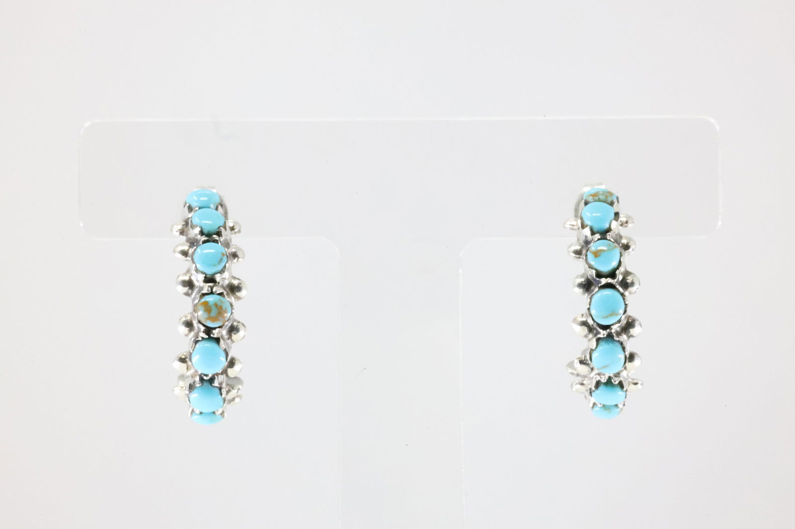 America Sterling Silver Turquoise Hoop Earring's. (1 of 4)