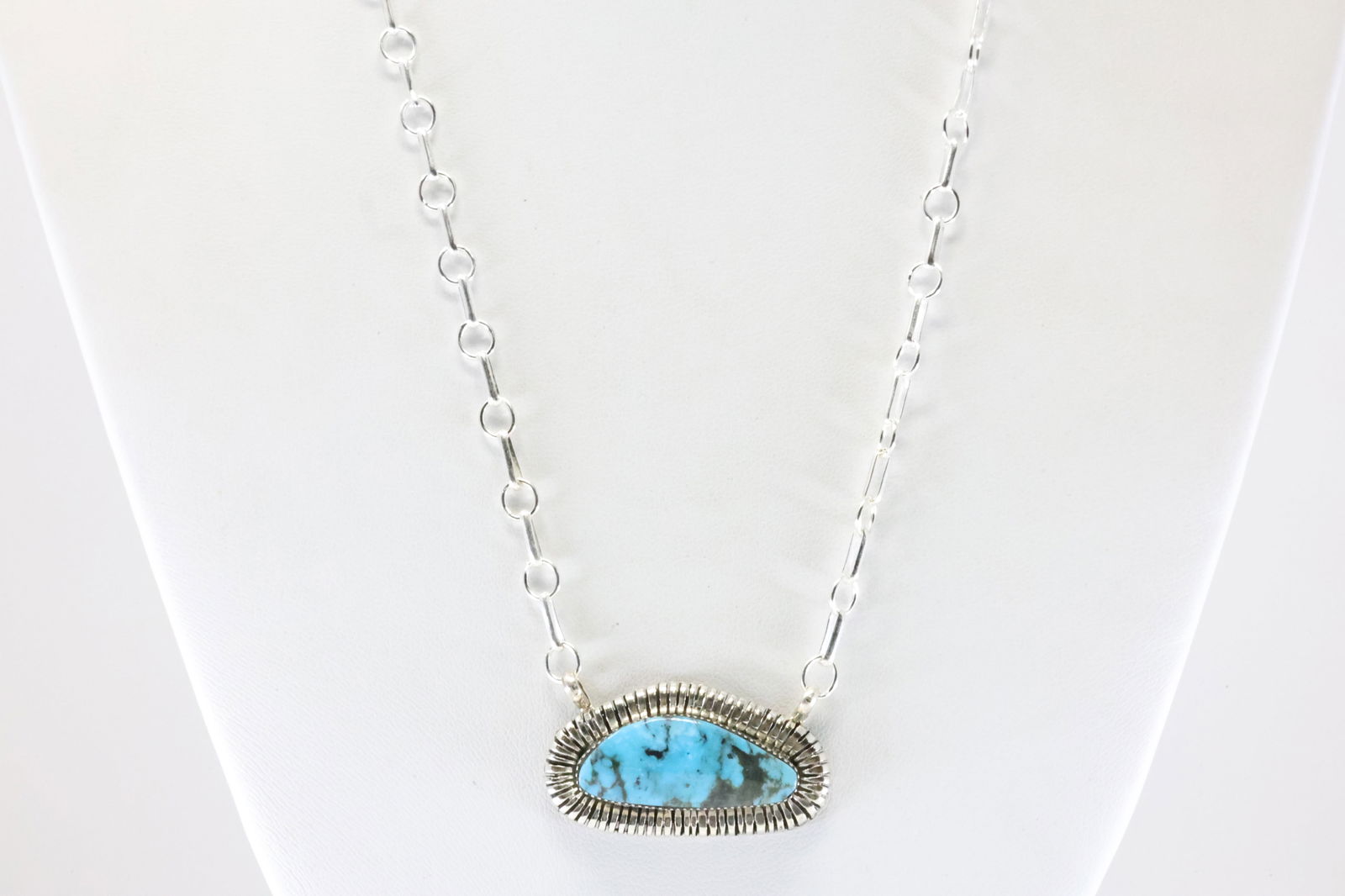 Native America Navajo Sterling Silver Turquoise Necklace By Charlene Yazzie. (1 of 4)