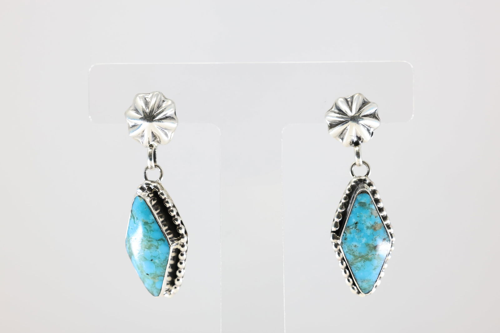 America Sterling Silver Turquoise Post / Dangling Earring's. (1 of 4)