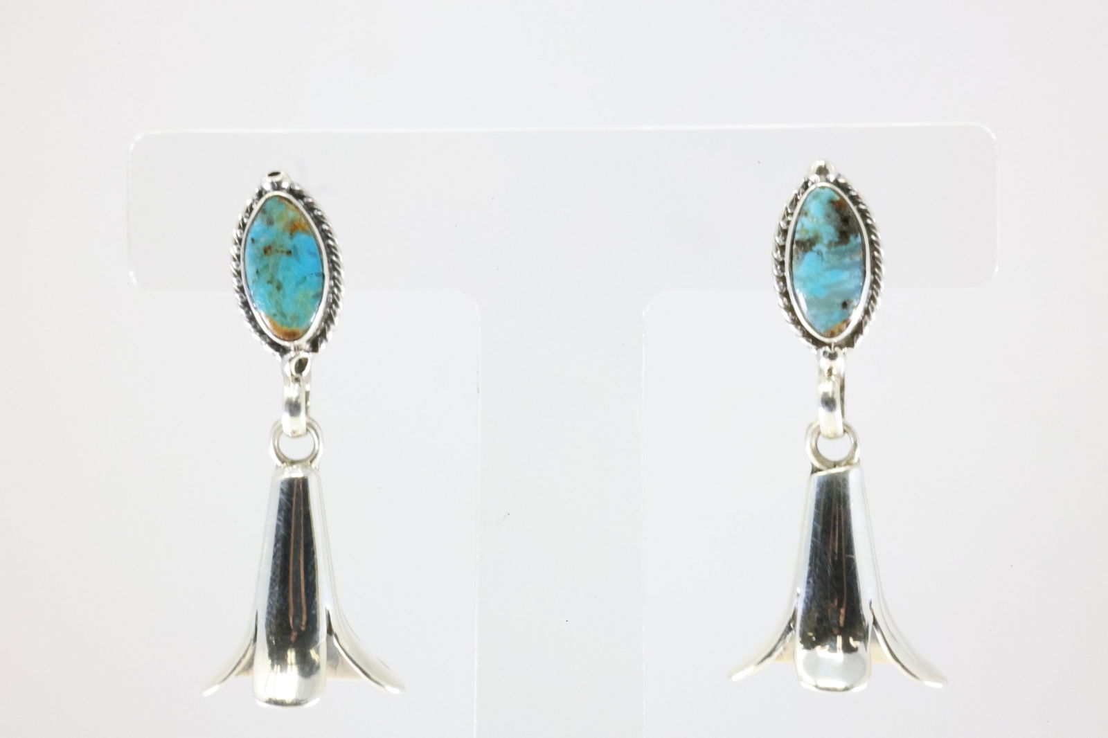 Native America Navajo Sterling Silver Turquoise Blossom Post / Dangling Earring's By Ryntanna (1 of 4)