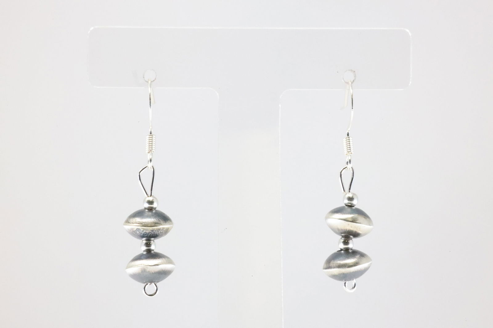 Native America navajo Sterling Silver Pearl Beaded Dangling Earring's By Tylena Nez. (1 of 3)