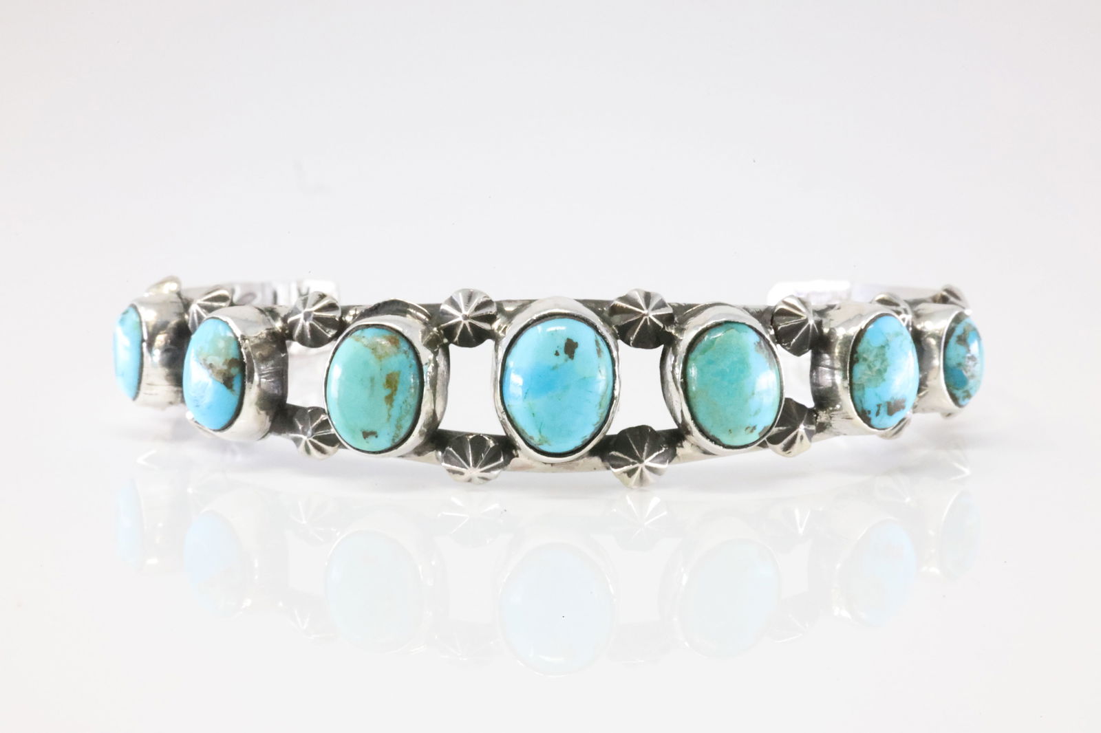 Native America Navajo Sterling Silver Turquoise Bracelet Cuff By A.Y. (1 of 4)