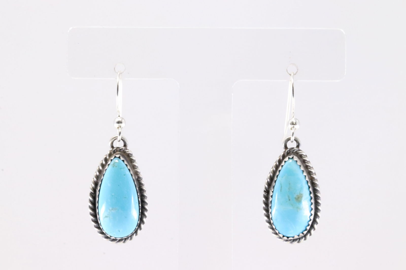 Native America Navajo Sterling Silver Kingman Turquoise Post Earring's By Freda Martinez. (1 of 4)