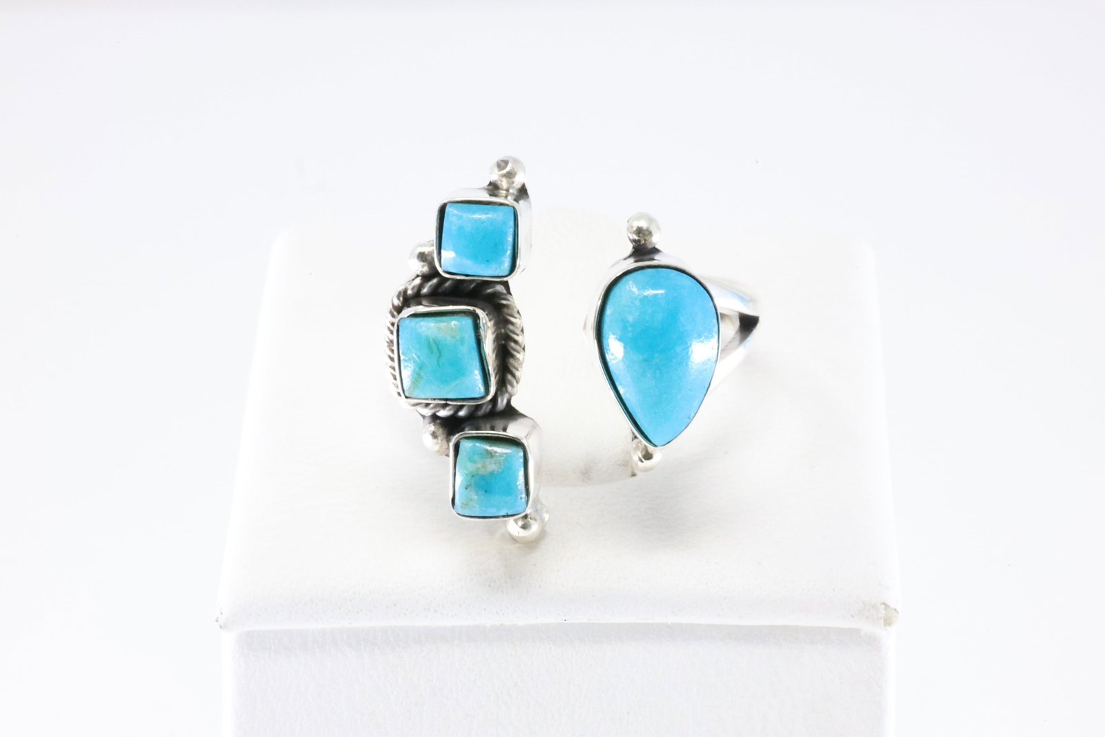 America Sterling Silver Turquoise Open Ring. (1 of 3)