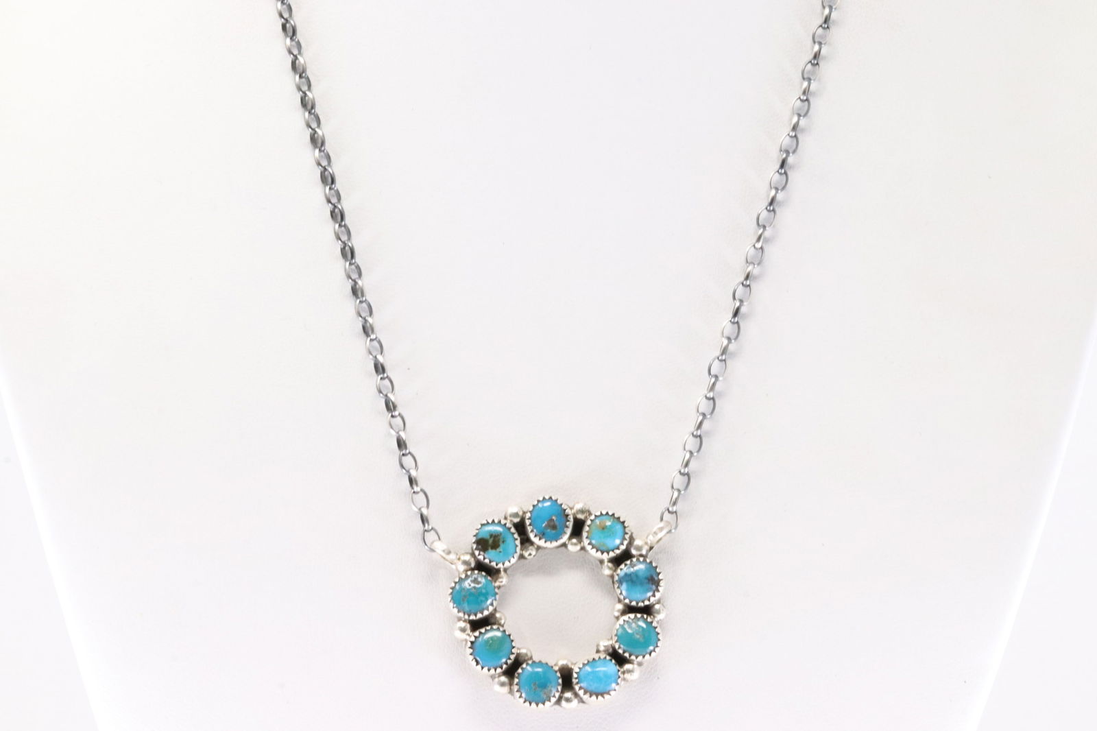 Native America Navajo Sterling Silver Turquoise Necklace By B. (1 of 4)