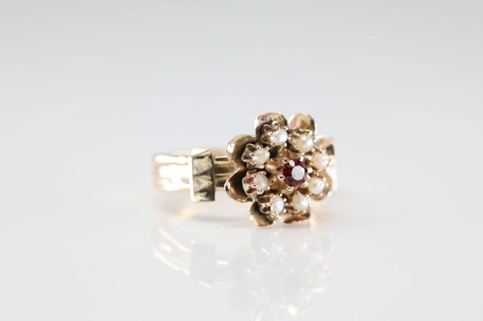 Pearl & Ruby Ring 14Kt. - 2