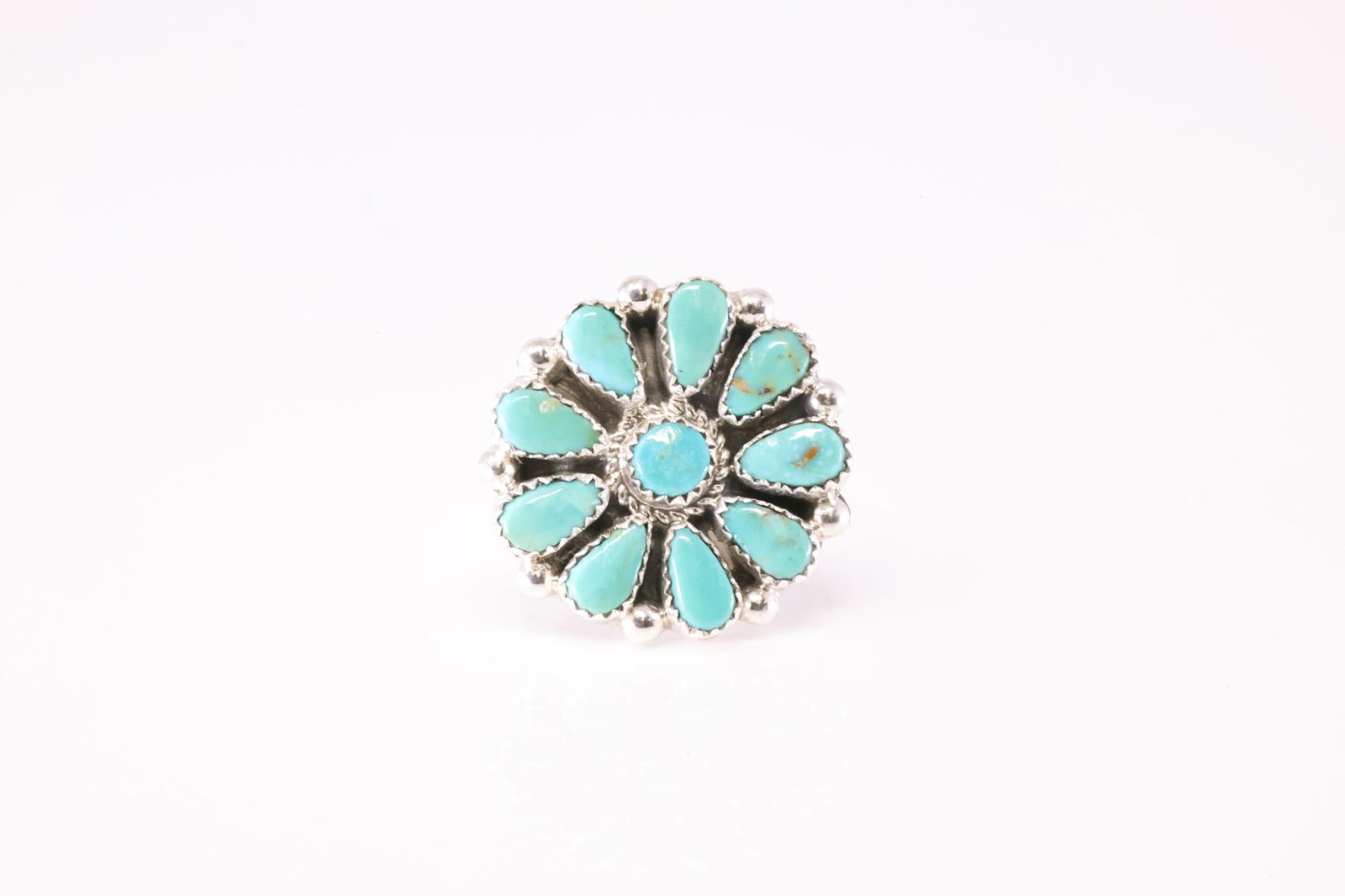 Native America Zuni Sterling Silver Turquoise Ring By AJW. (1 of 4)