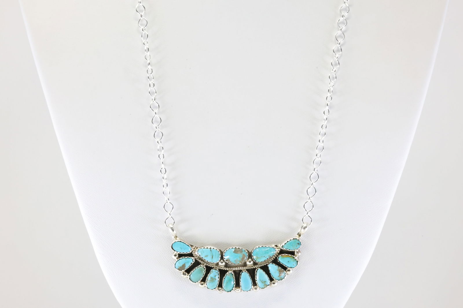 Native America Navajo Sterling Silver Turquoise Neckalce By E. (1 of 4)