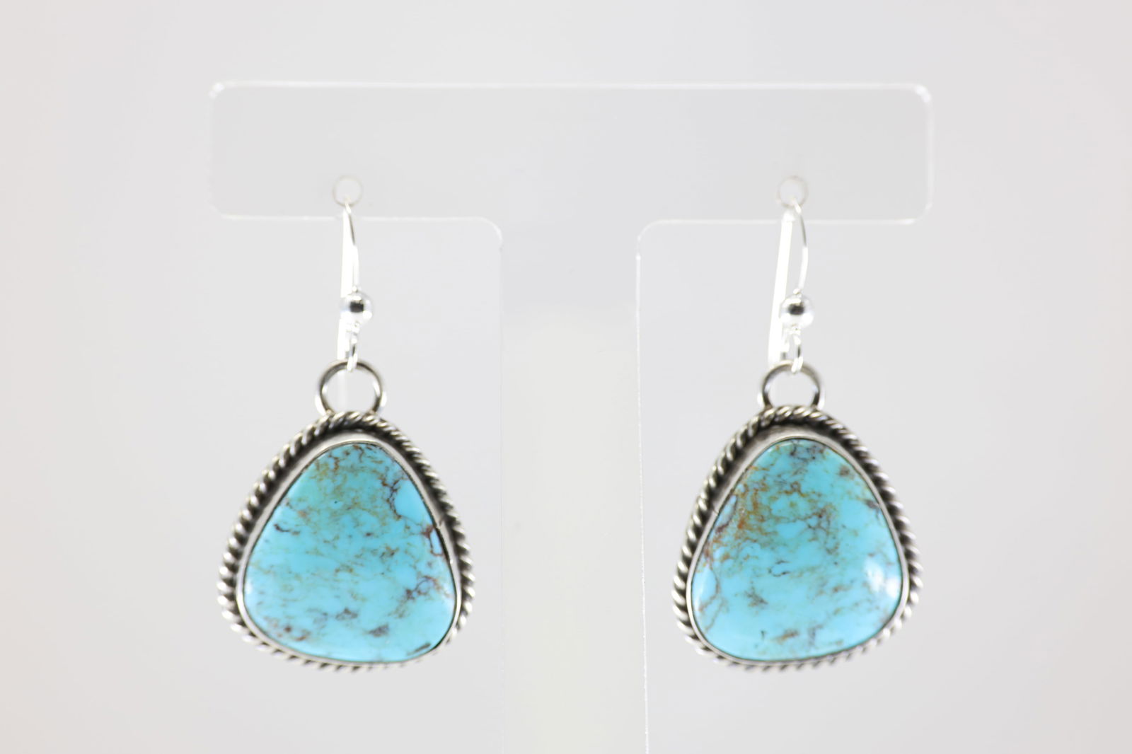 Native America Navajo Sterling Silver Kingman Turquoise Dangling Earring's By Chassity Belone. (1 of 4)