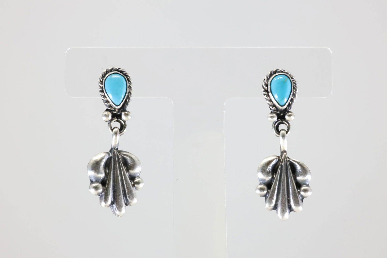 Native America Navajo Sterling Silver Turquoise Post Dangling Earring's By Harris Largo. From R.B: This is a Native America Navajo Sterling Silver Turquoise Post Dangling Earring's By Harris Largo. From R.B Company. Stamp R.B.