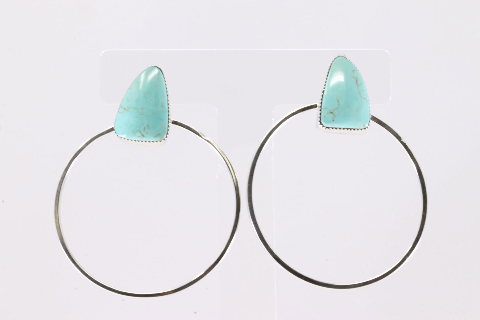 America Sterling Silver Turquoise Hoop Post Earring's.: This is a America Sterling Silver Turquoise Hoop Post Earring's.