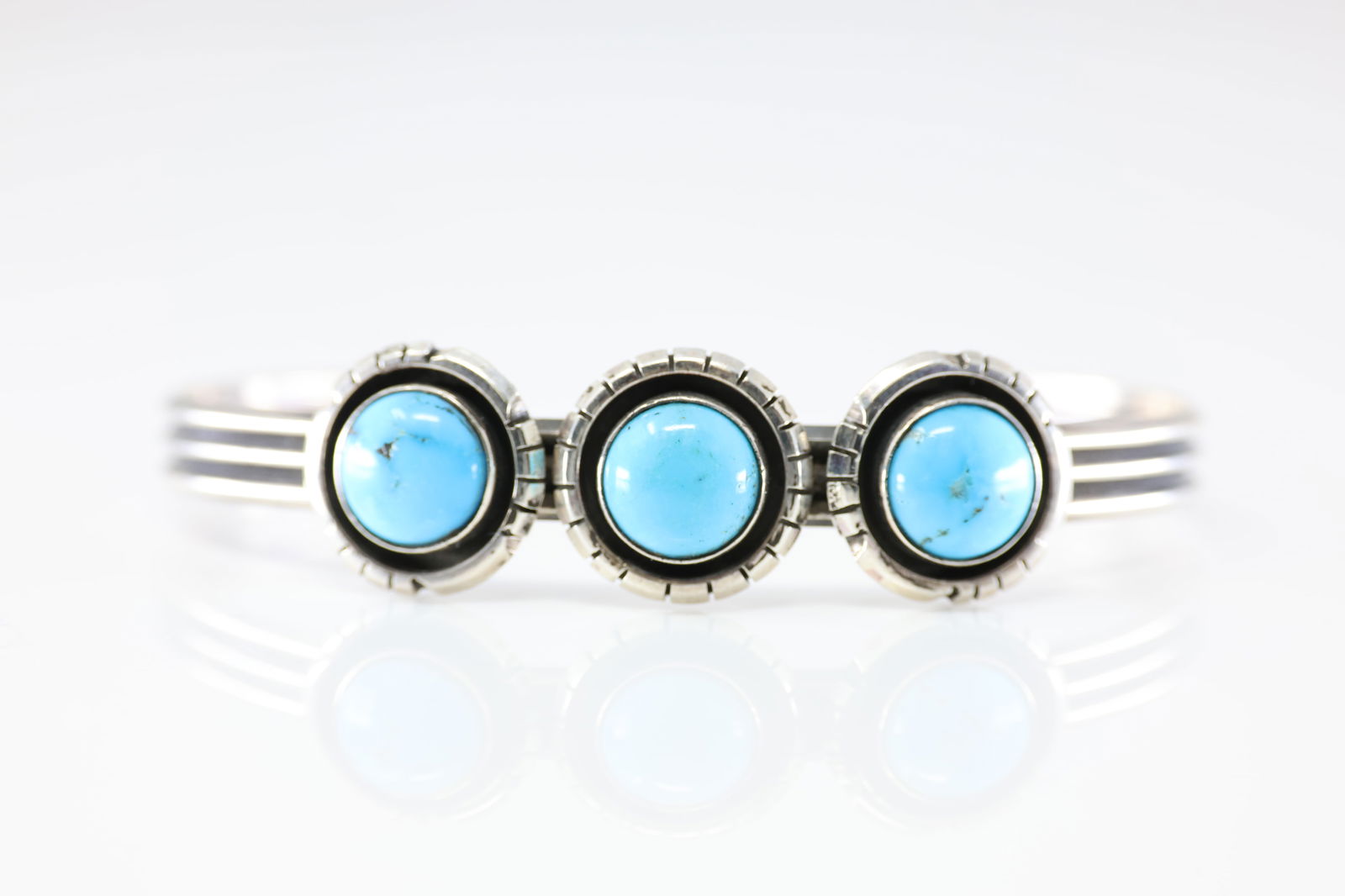 Native America Navajo Sterling Silver Turquoise Bracelet Cuff By A.B. (1 of 4)