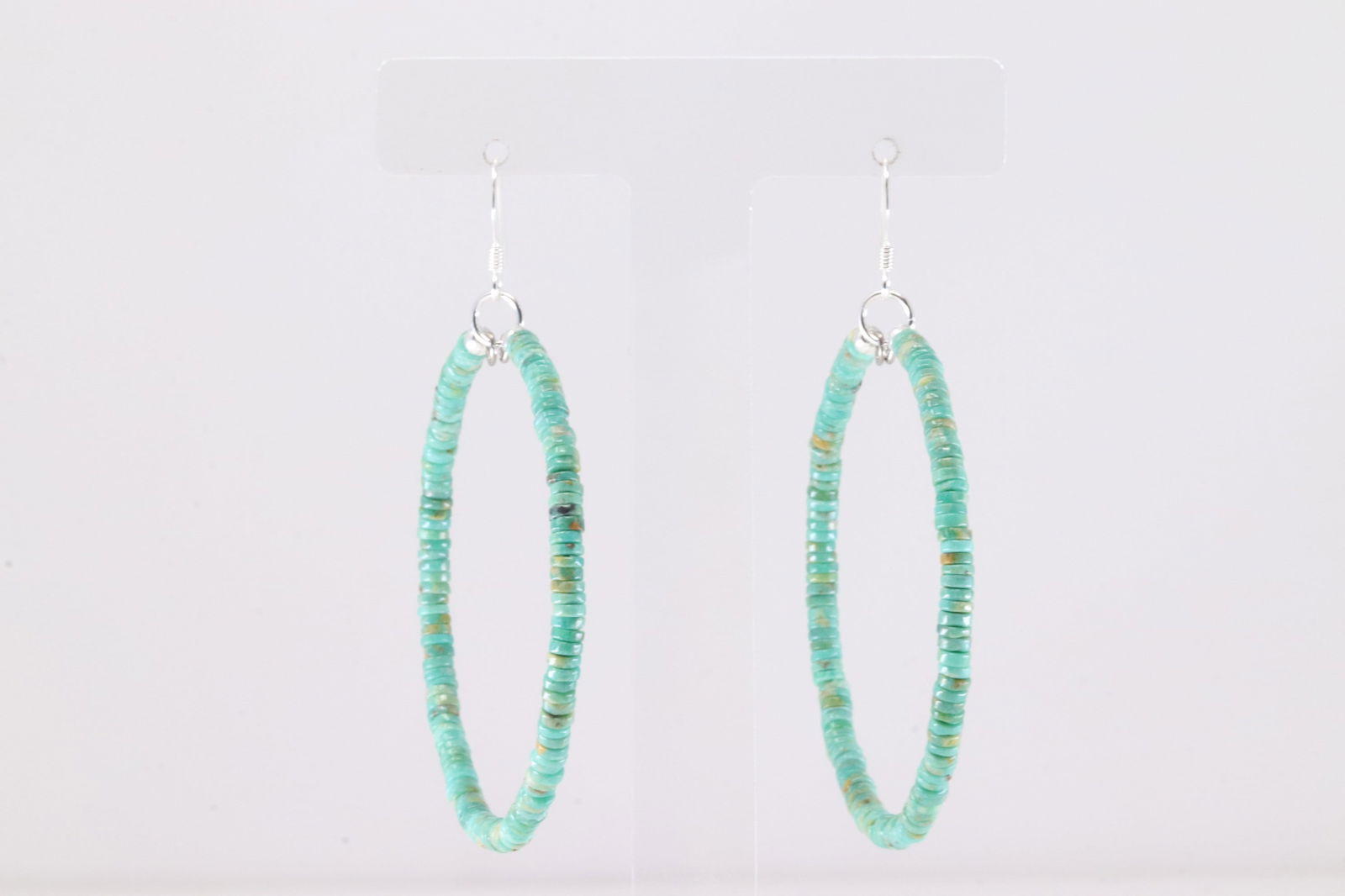 America Sterling Silver Turquoise Hoop Dangling Earring's.: This is a America Sterling Silver Turquoise Hoop Dangling Earring's.