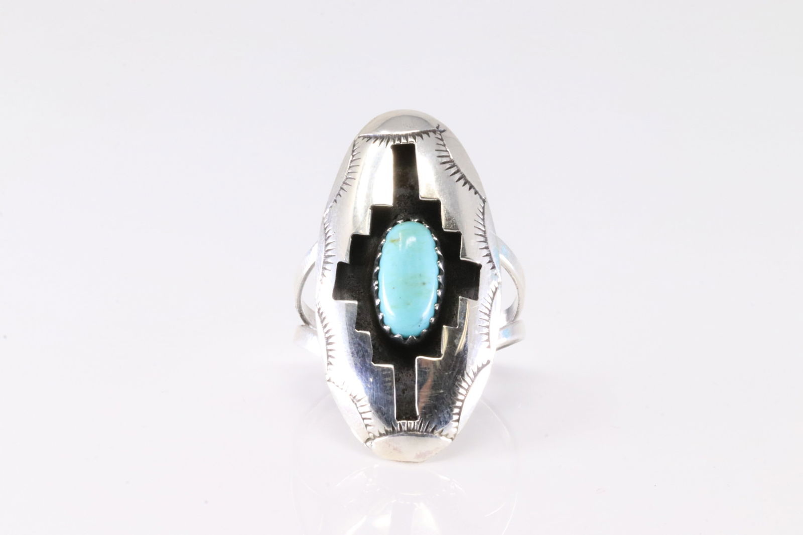 Native American Navajo Sterling Silver Turquoise Ring By Felix Perry. (1 of 4)