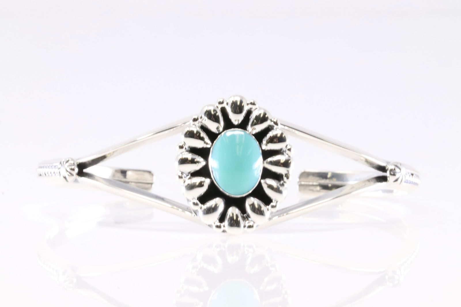Native America Navajo Sterling Silver Turquoise Bracelet Cuff By Charlene Yazzie.: This is a Native America Navajo Sterling Silver Turquoise Bracelet Cuff By Charlene Yazzie. From R.B Company.