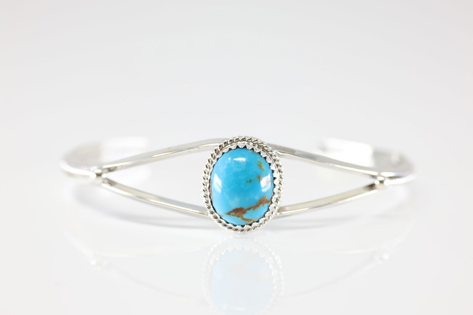 Native America Navajo Sterling Silver Turquoise Bracelet Cuff By Sadie Jim.: This is a Native America Navajo Sterling Silver Turquoise Bracelet Cuff By Sadie Jim. From R.B Company.