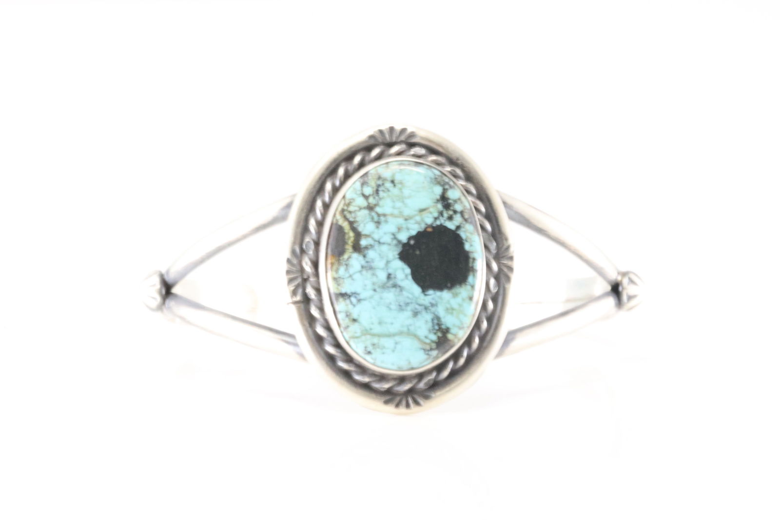 Native America Navajo Sterling Silver Kingman Turquoise Bracelet Cuff By A.L. (1 of 4)
