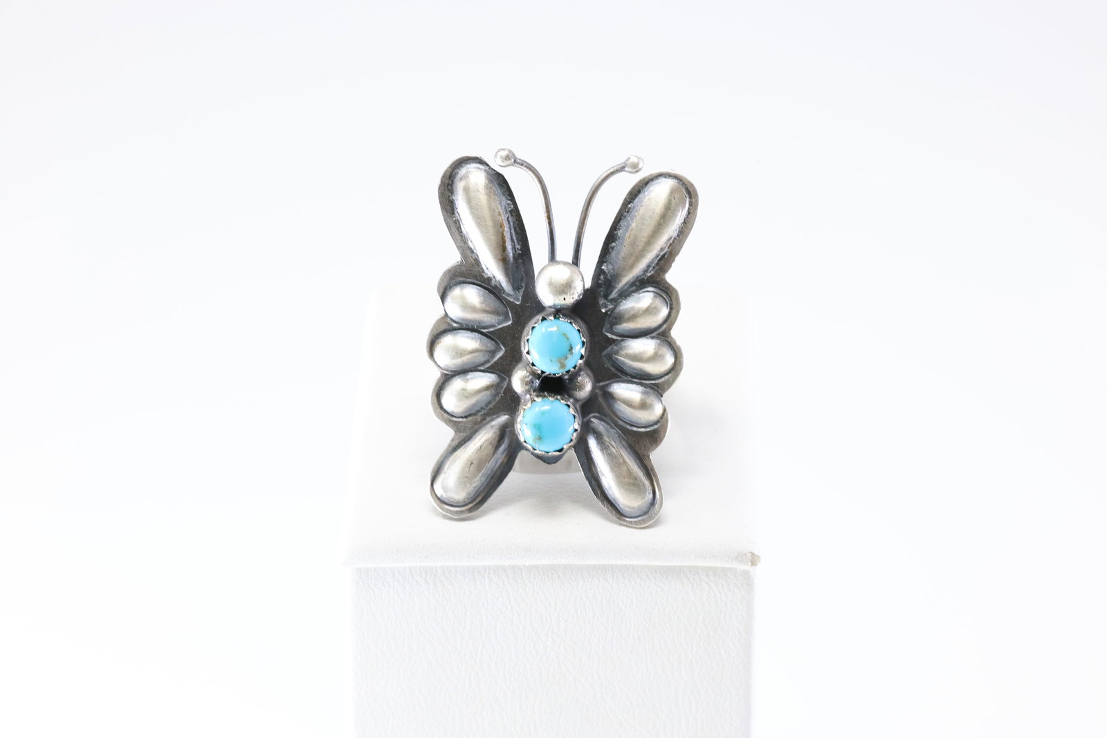 Native America Navajo Sterling Silver Turquoise Butterfly Ring By T.Yazzie.: This is a Native America Navajo Sterling Silver Turquoise Butterfly Ring By T.Yazzie. Stamp T.Yazzie. Ring Size: 8.50.