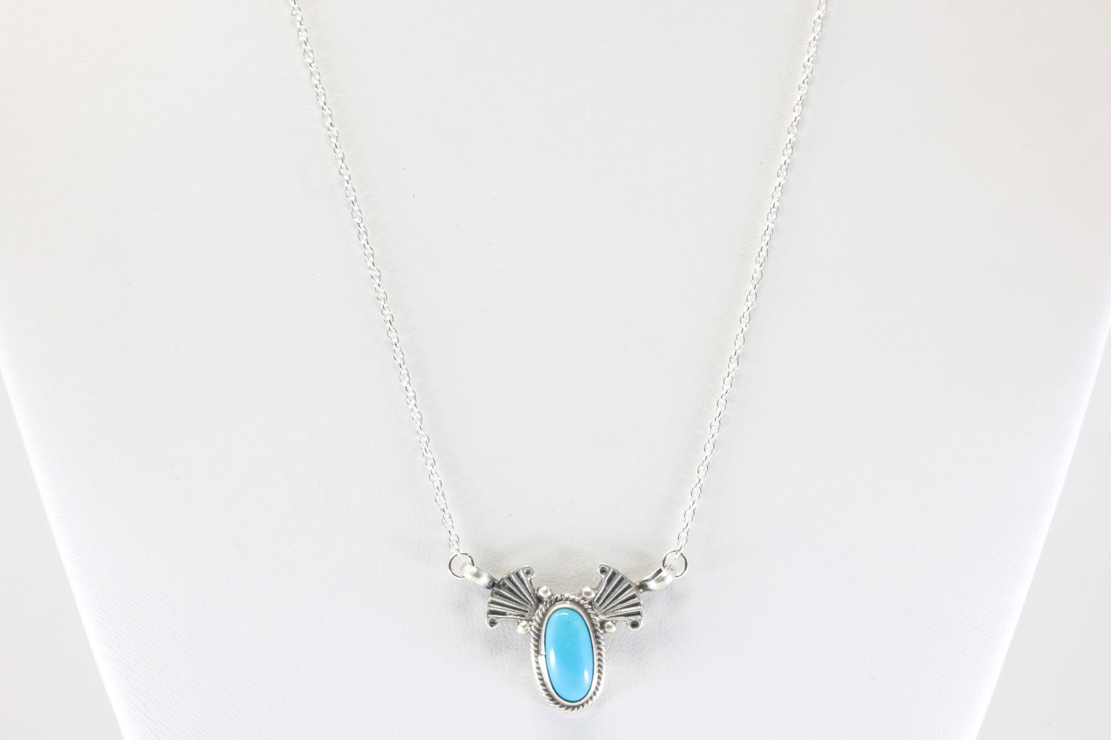 Native America Navajo Sterling Silver Turquoise Necklace By Verley Betone. (1 of 4)