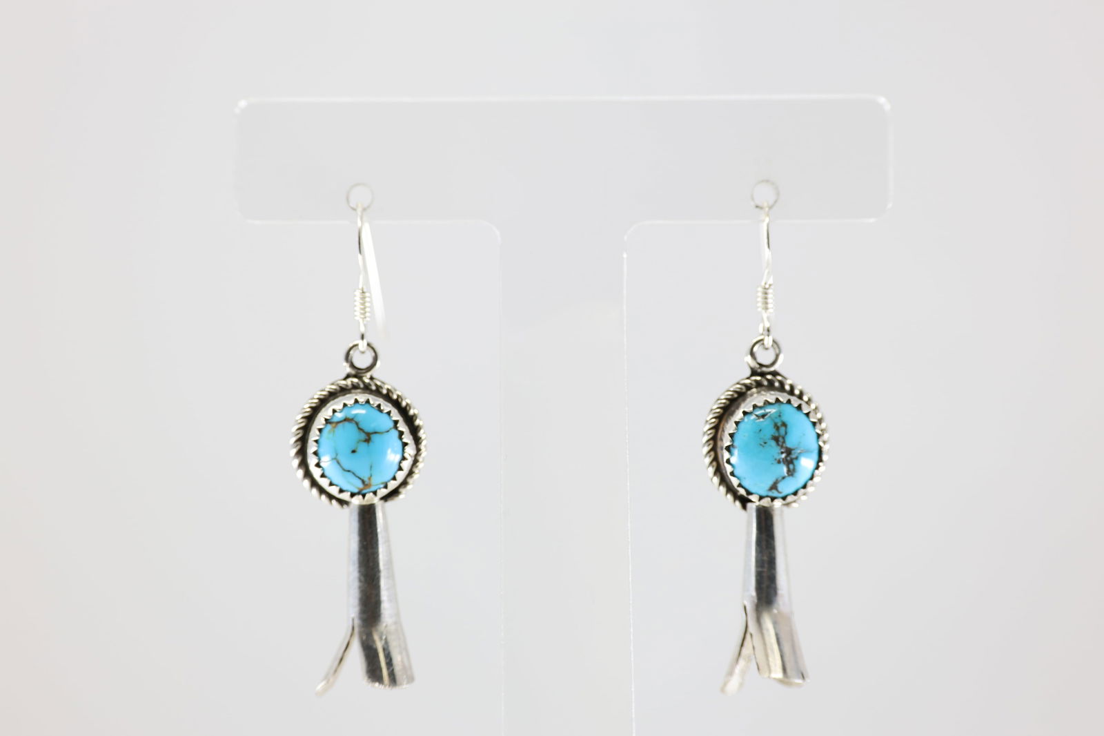 America Sterling Silver Turquoise Blossom Dangling Earring's.: This is a America Sterling Silver Turquoise Blossom Dangling Earring's.