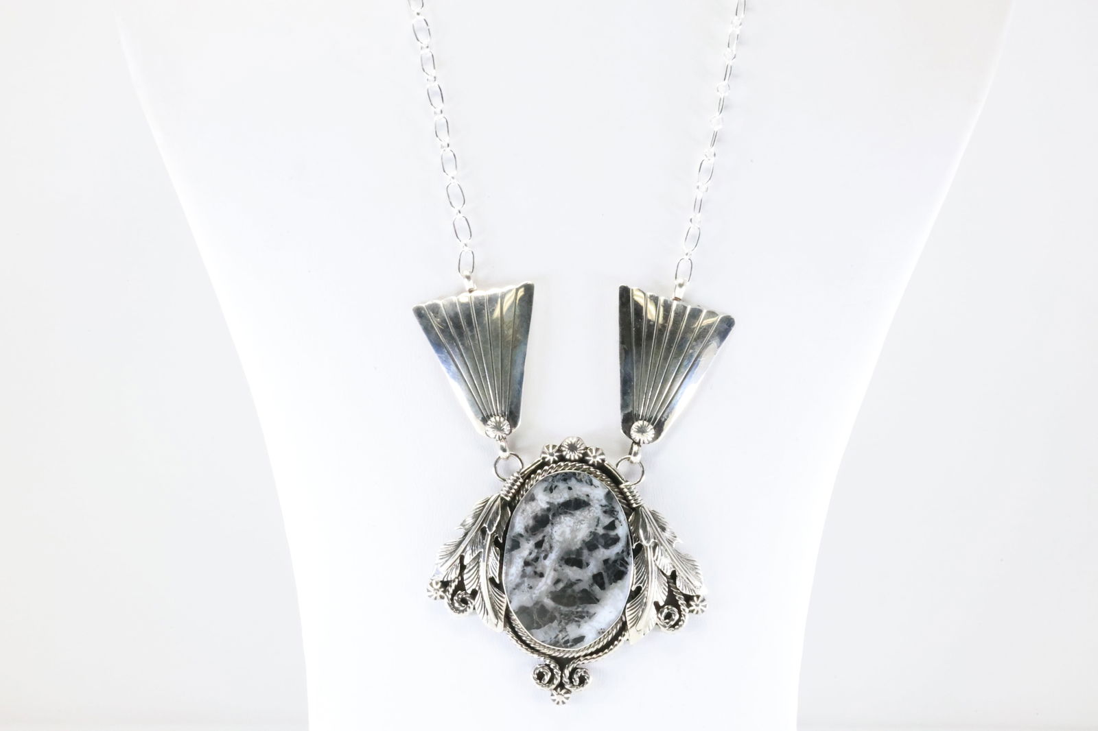 Native American Navajo Sterling Silver White Buffalo Necklace By Jennifer Cayaditto. (1 of 4)