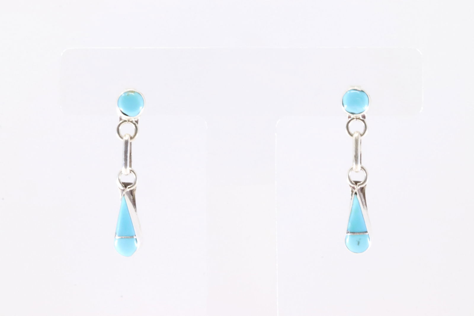 Native America Zuni Sterling Silver Turquoise Post / Dangling Earring's By RVN. (1 of 3)