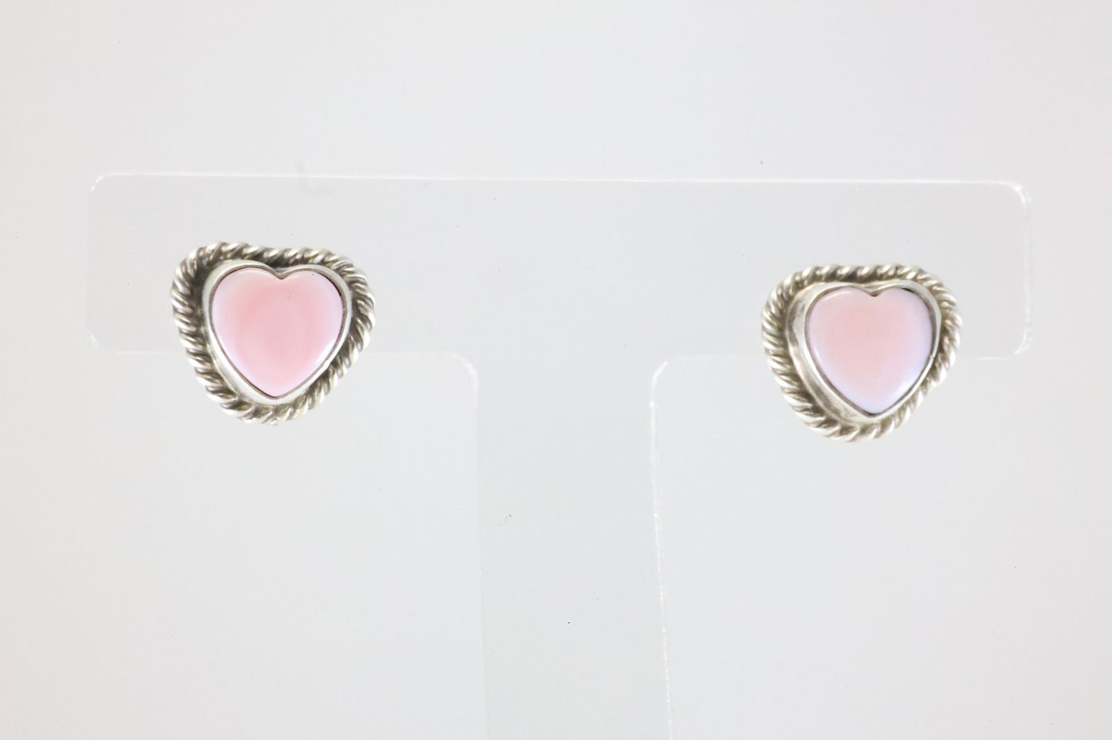 America Sterling Silver Pink Conch Heart Post Earring's. (1 of 3)
