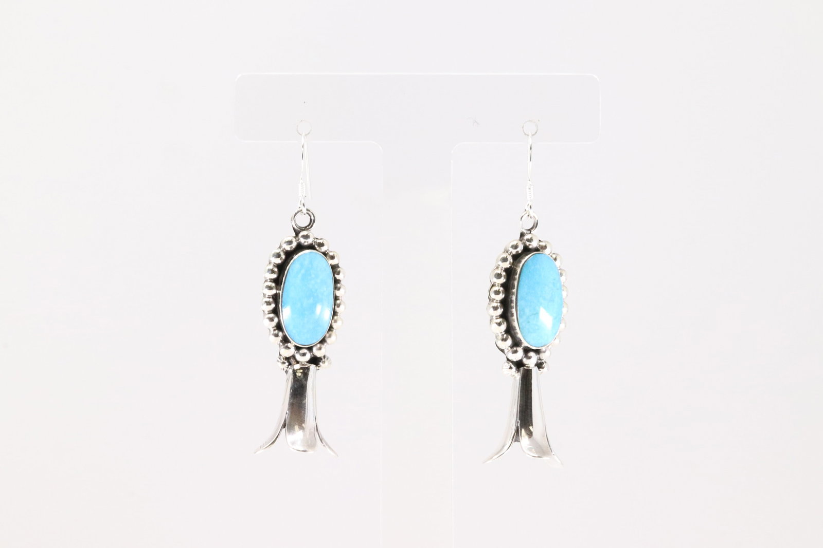 America Sterling Silver Turquoise Dangling Earring's. (1 of 4)