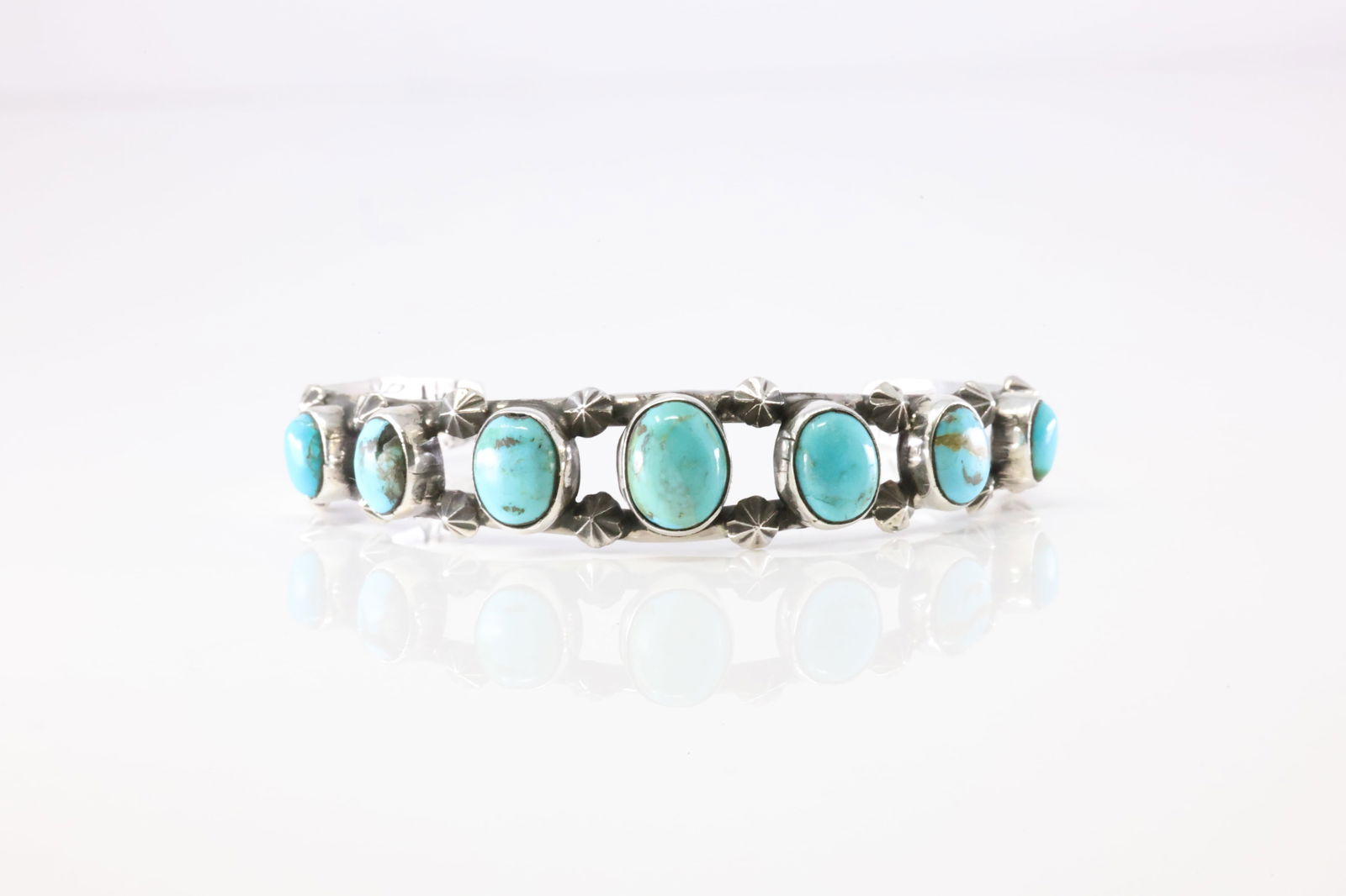 Native America Navajo Sterling Silver Turquoise Bracelet Cuff By AY. (1 of 4)