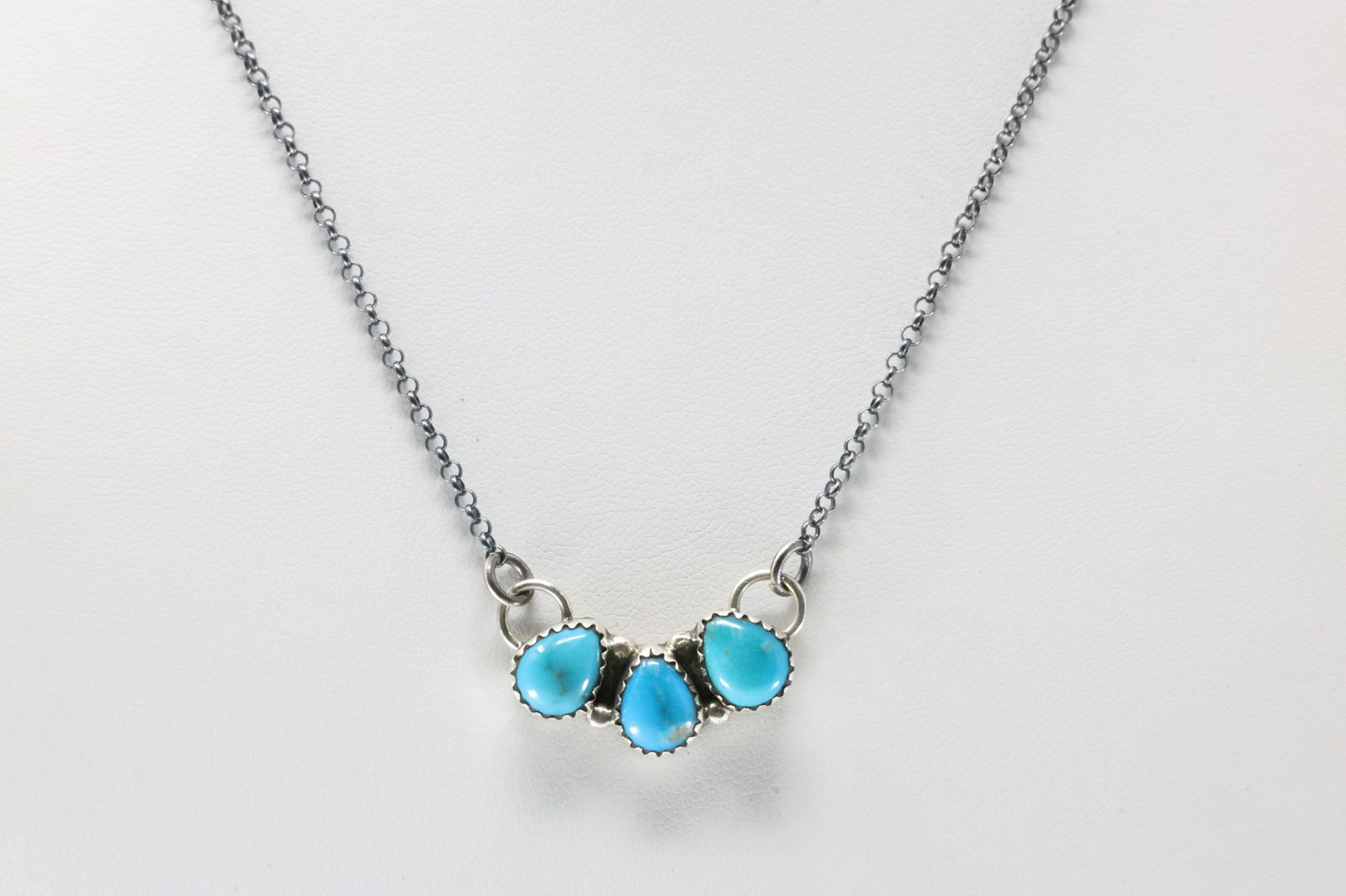 Native America Navajo Sterling Silver Turquoise Necklace By B. (1 of 4)