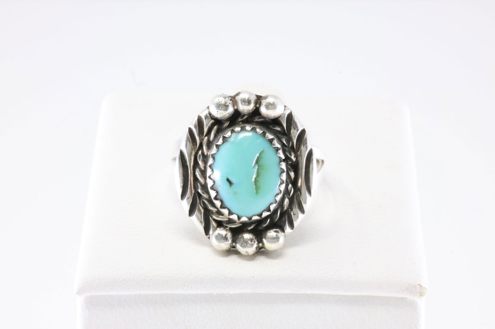 Native America Navajo Sterling Silver Turquoise Ring By B. (1 of 3)