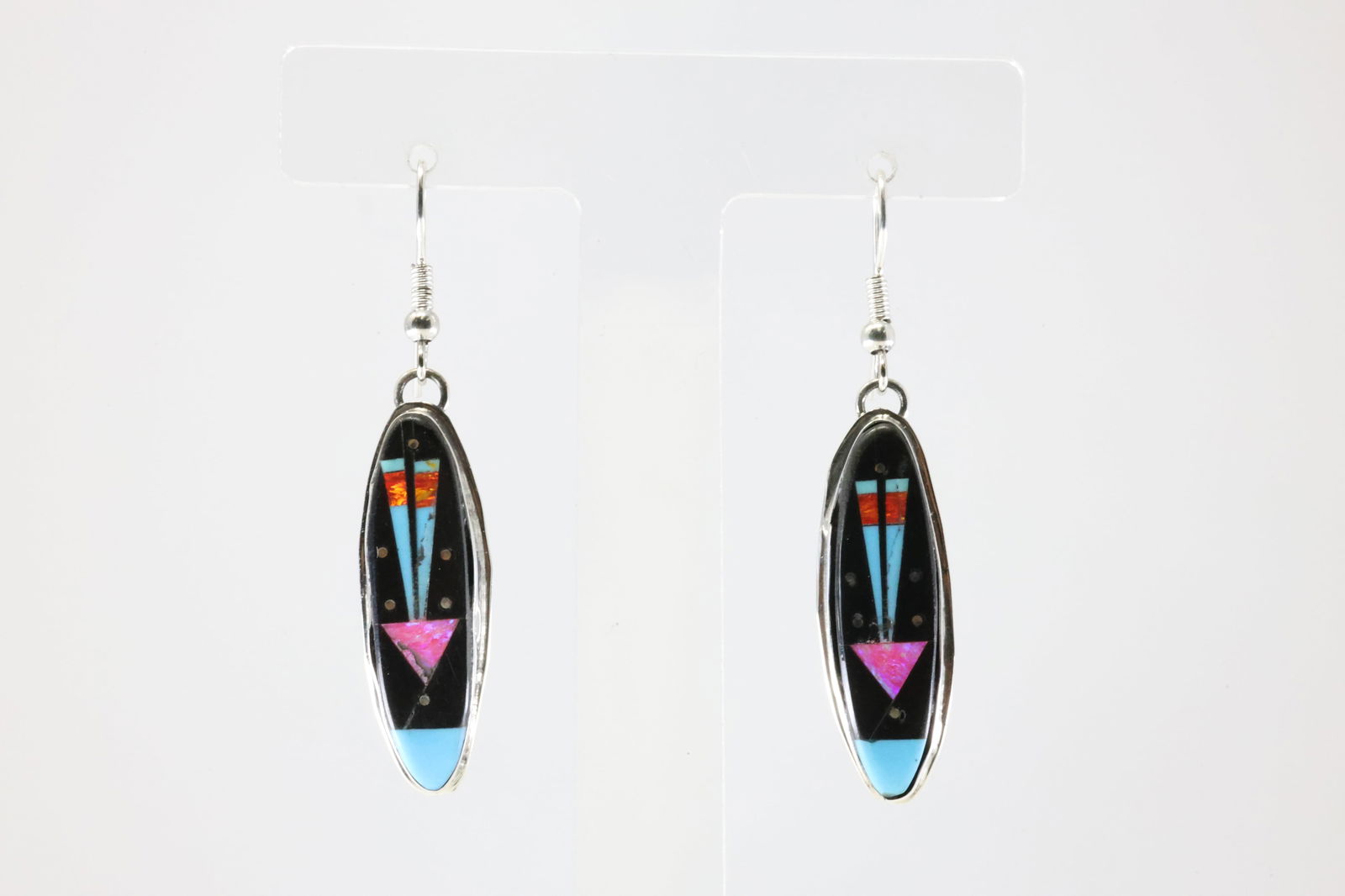 Native America Navajo Sterling Silver Night Sky Dangling Earring's By Gilbert Smith.: This is a Native America Navajo Sterling Silver Night Sky Dangling Earring's By Gilbert Smith. Stamp S.