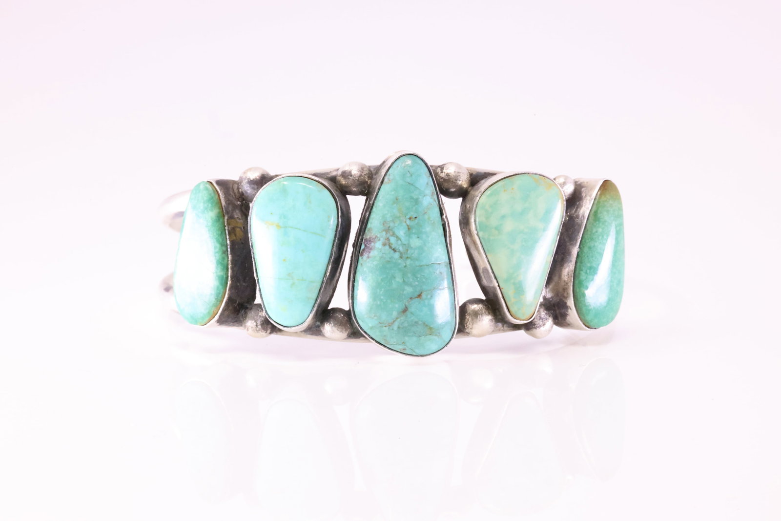 Native American Navajo Sterling Silver Kingman Turquoise Bracelet Cuff By Augustine Largo. (1 of 4)