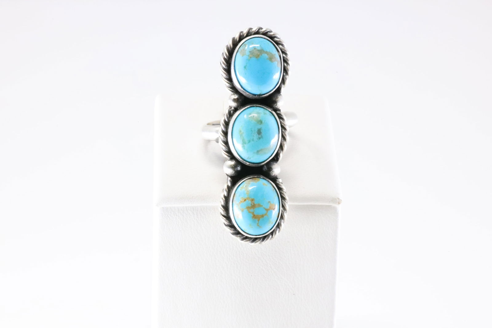 Native America Navajo Sterling Silver Turquoise Ring By L. Silversmith. (1 of 4)