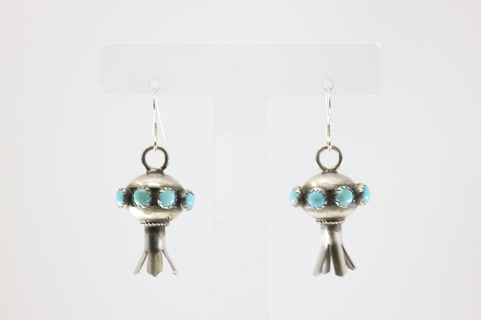 Native America Navajo Sterling Silver Turquoise Dangling Earring's By Monica Smith.: This is a Native America Navajo Sterling Silver Turquoise Dangling Earring's By Monica Smith. Stamp MS.