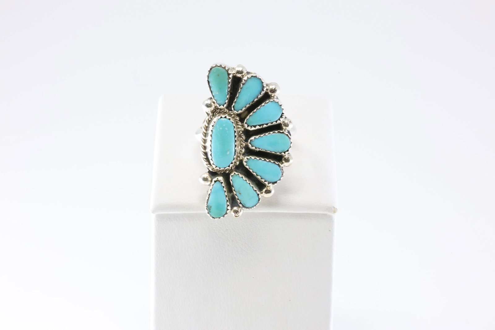 Native America Zuni Sterling Silver Turquoise Ring By AJW. (1 of 4)