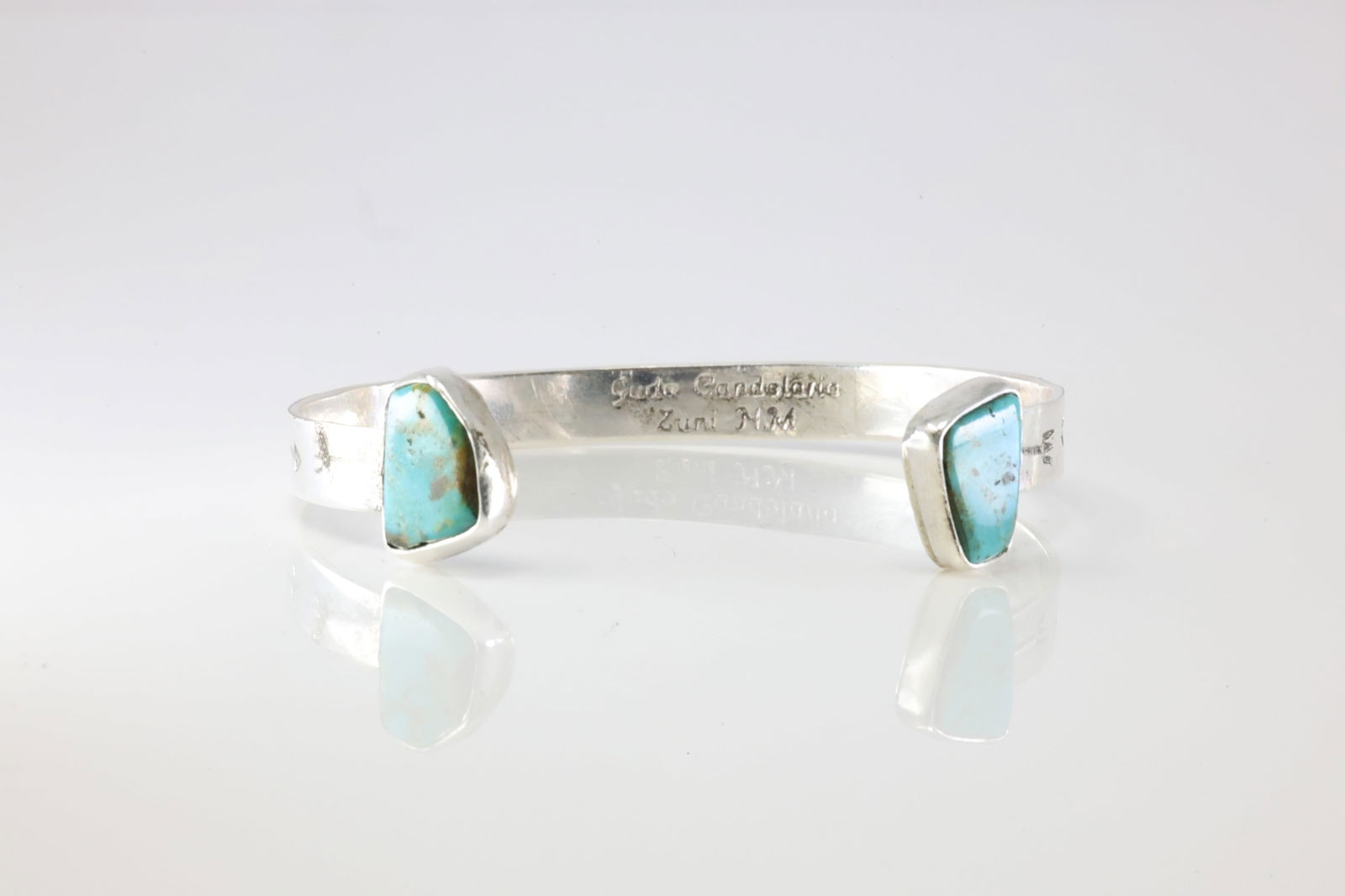Native America Zuni Sterling Silver Turquoise Bracelet Cuff By Jude Candelaria. (1 of 4)