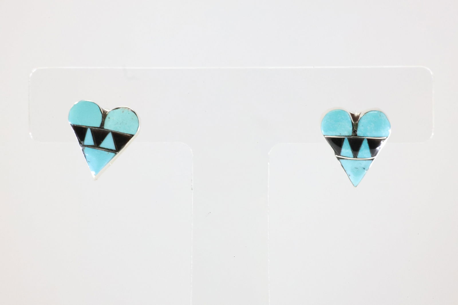 America Sterling Silver Turquoise Inlay Heart Post Earring's.: This is a America Sterling Silver Turquoise Inlay Heart Post Earring's.