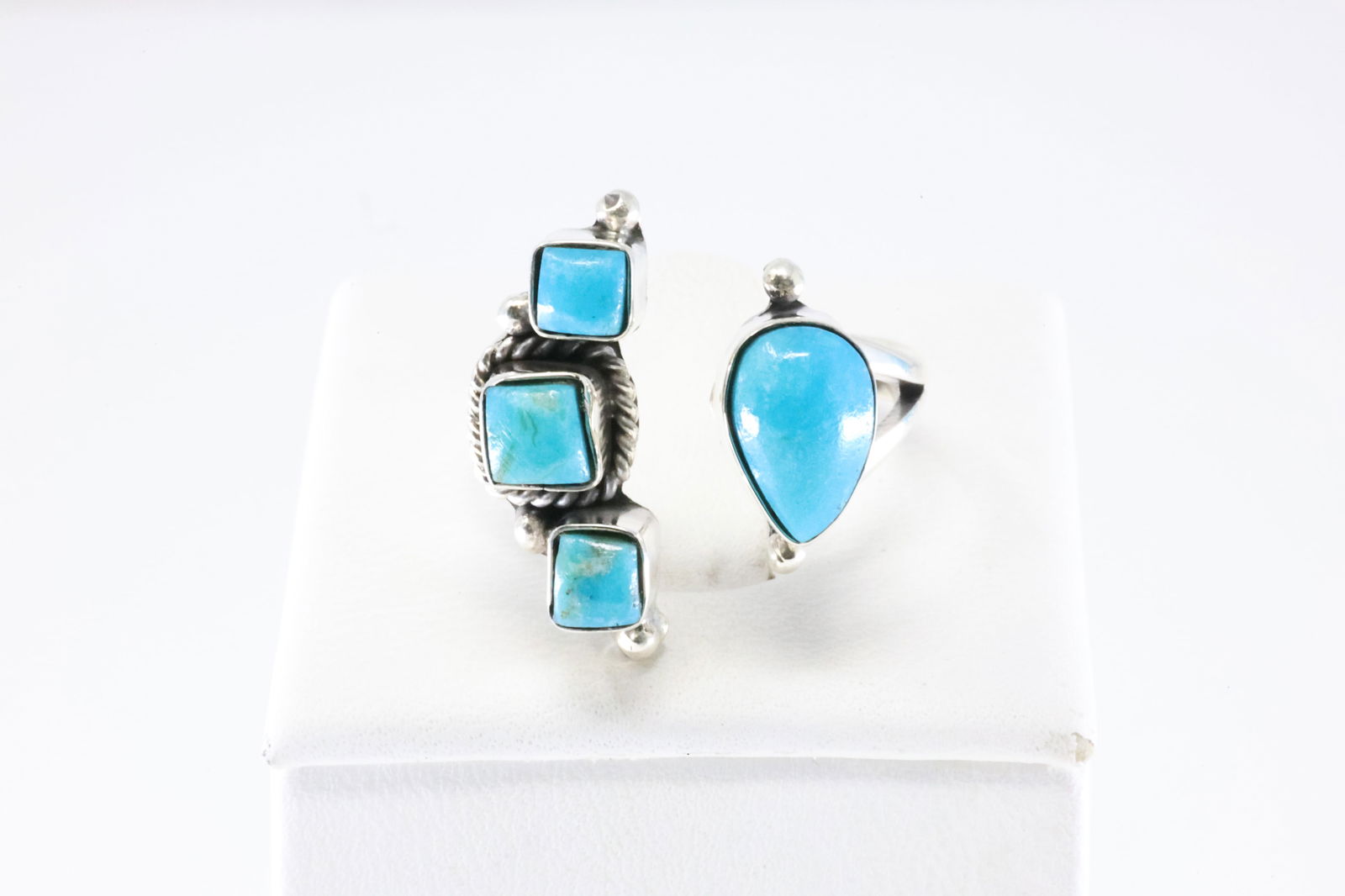 America Sterling Silver Turquoise Open Ring. (1 of 3)