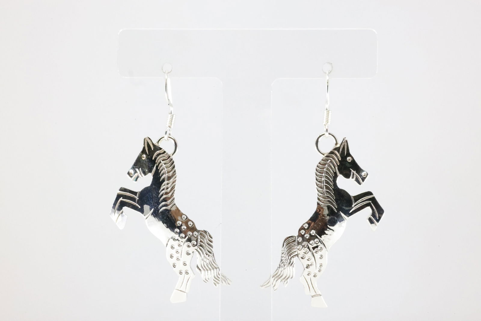 Native America Navajo Sterling Silver Horse Dangling Earring's By Louise Yazzie. (1 of 4)