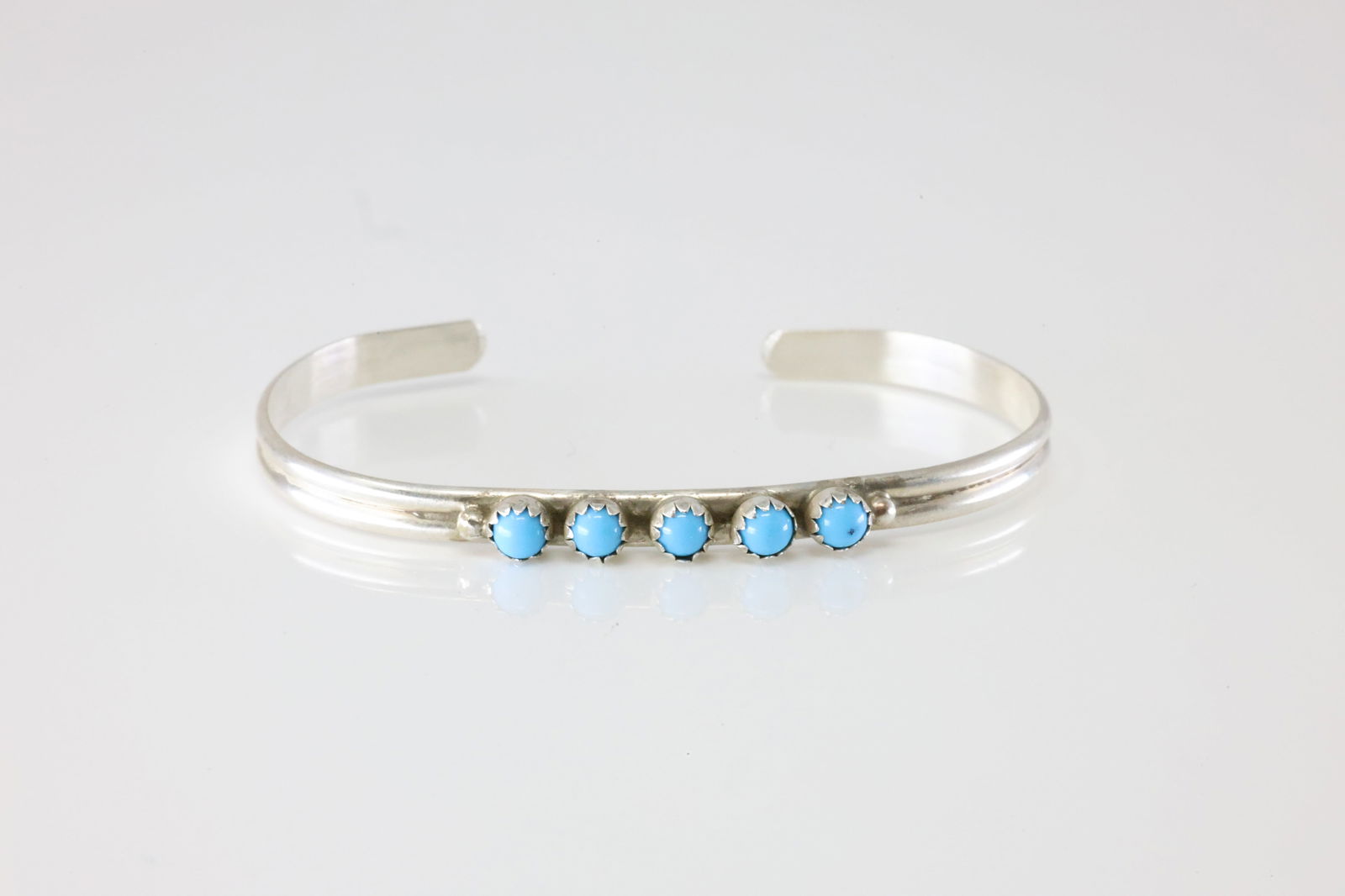 America Sterling Silver Turquoise Baby Bracelet Cuff.: This is a America Sterling Silver Turquoise Baby Bracelet Cuff.