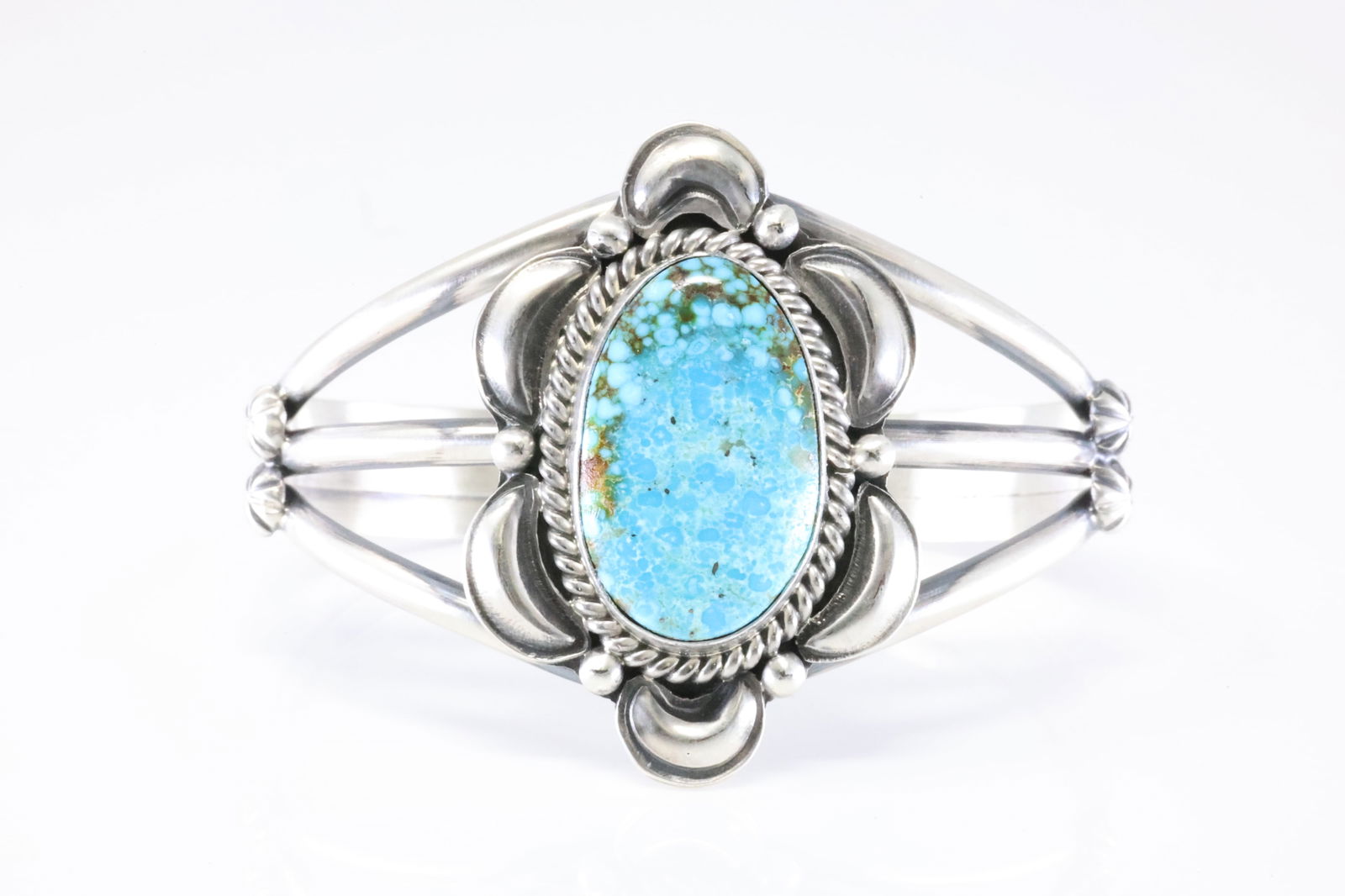 Native America Navajo Sterling Silver Kingman Turquoise Bracelet Cuff By R.D. (1 of 4)
