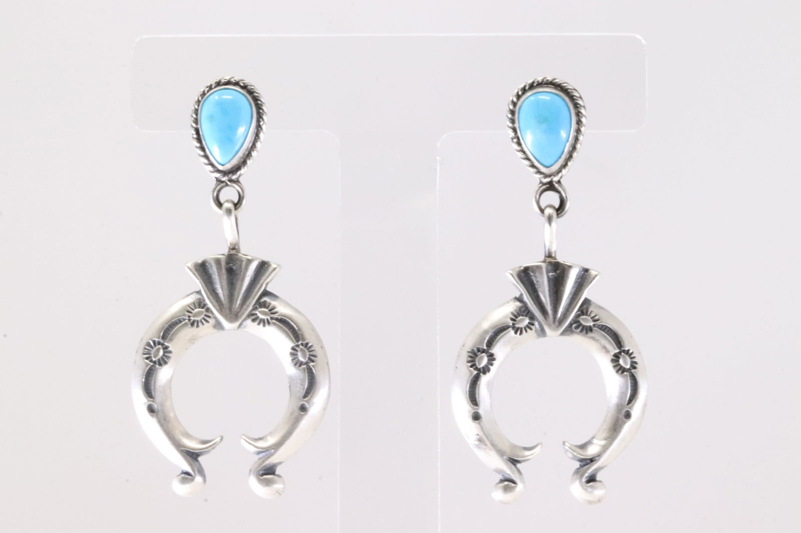 America Sterling Silver Turquoise Najaa Post Dangling Earring's. (1 of 4)