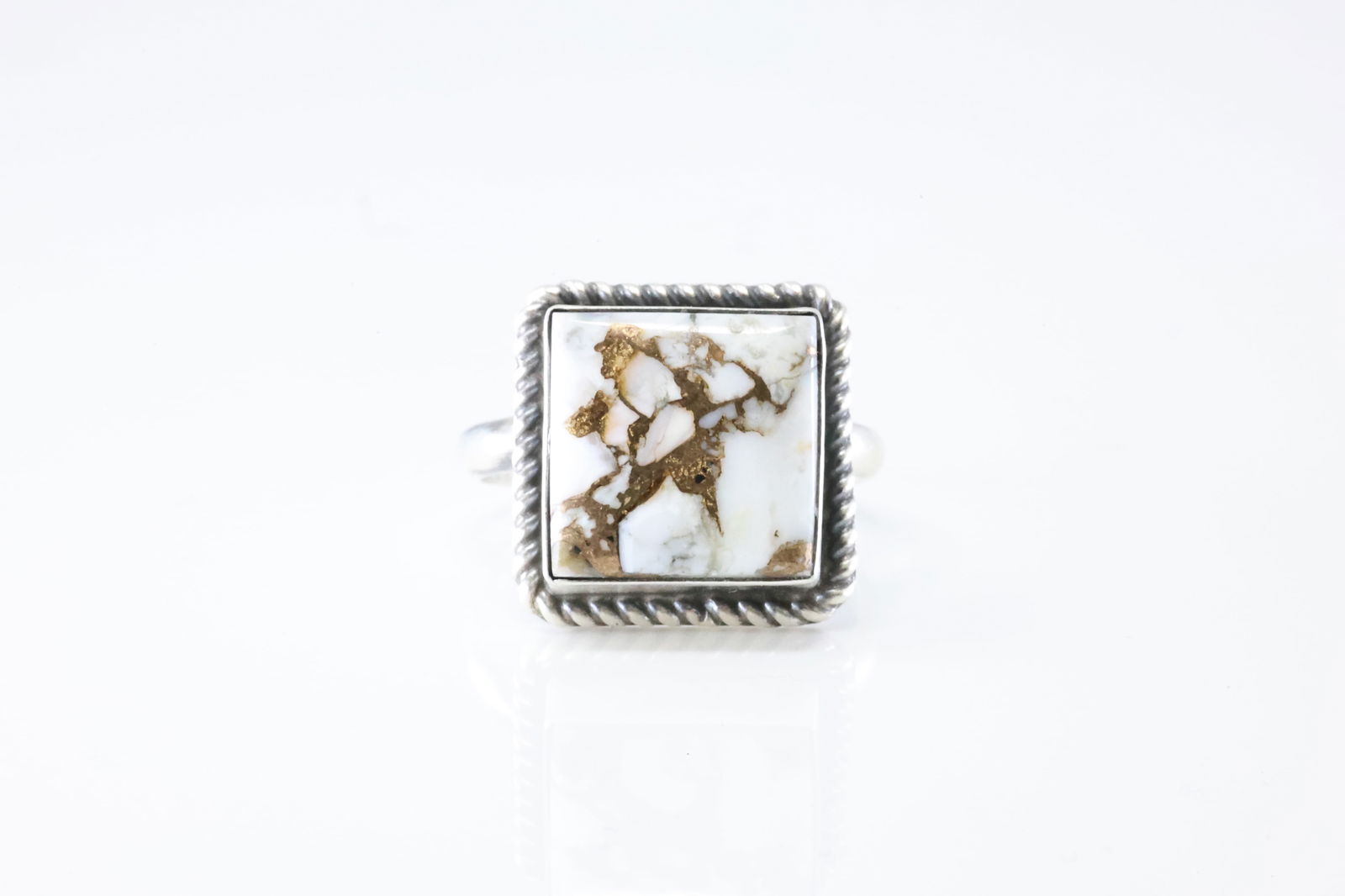 Native America Navajo Sterling Silver White Horse Ring By J. (1 of 4)